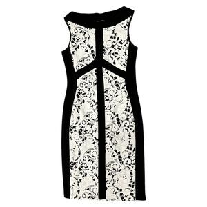 Joseph Ribkoff, Women's Mini Bodycon Dress, Floral, White & Black, Size 10, Used